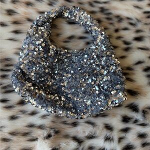 H&M Silver Sequin Clutch